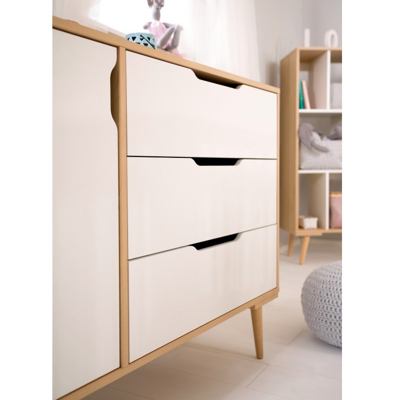 SOFIE Ensemble chambre bébé commode à langer et lit 120x60 style scandinave