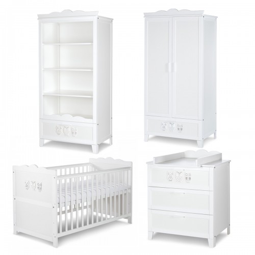 MARSELL Chambre bébé complète : lit évolutif, commode à langer, armoire, bibliothèque