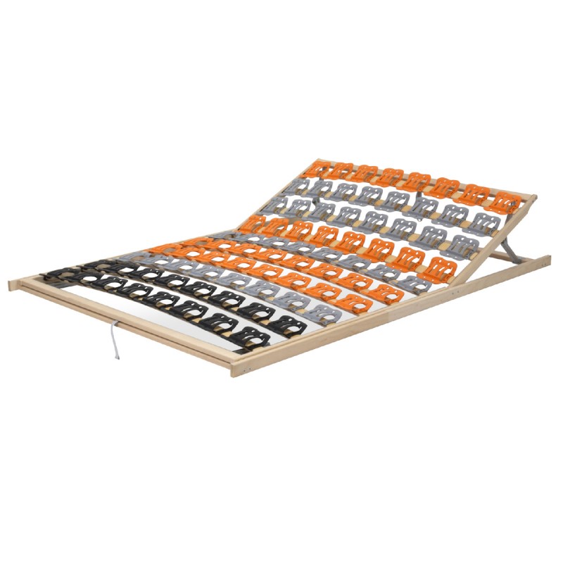 YKE Sommier à lattes ergonomique cadre en bois avec plots de soutien tête et pied relevables