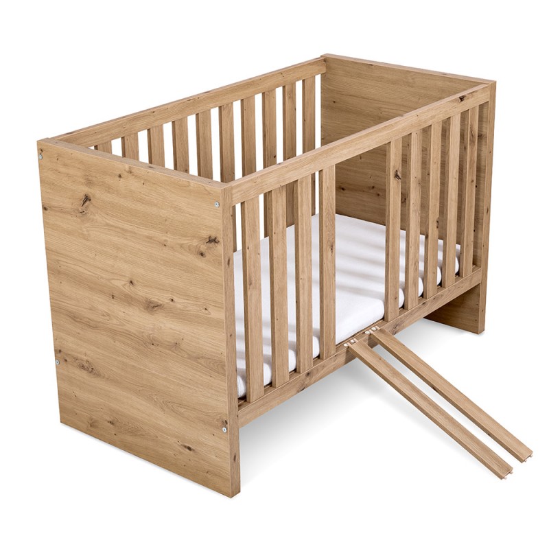 AMELIA Ensemble chambre bébé : lit évolutif 120*60 et commode à langer aspect chêne