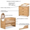 AMELIA Ensemble chambre bébé : lit évolutif 120*60 et commode à langer aspect chêne