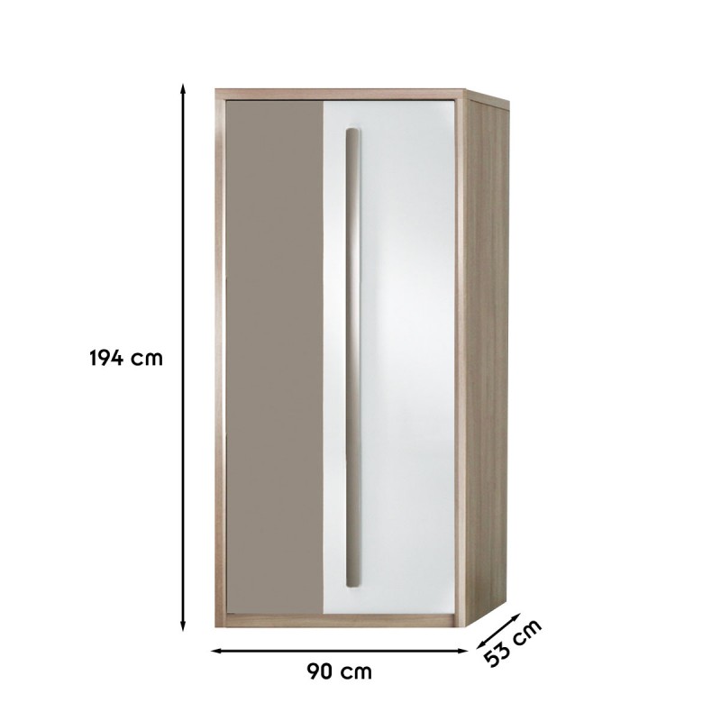 ROMA - Armoire penderie 2 portes battantes - 90x194cm