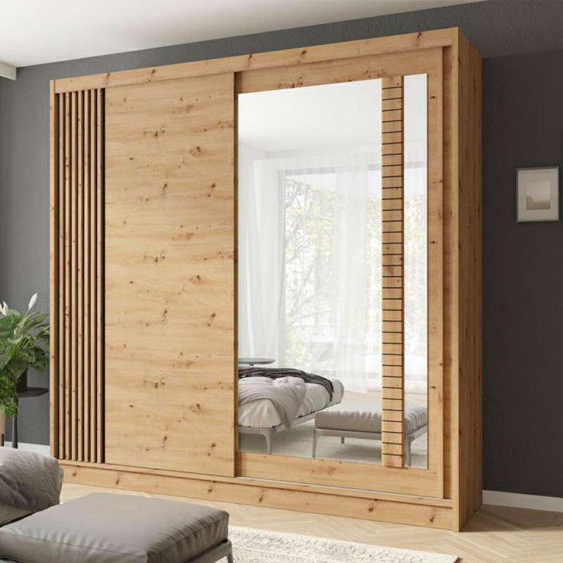 ARTIZ Armoire garde-robe 2 portes coulissantes miroir 200 x 215 cm