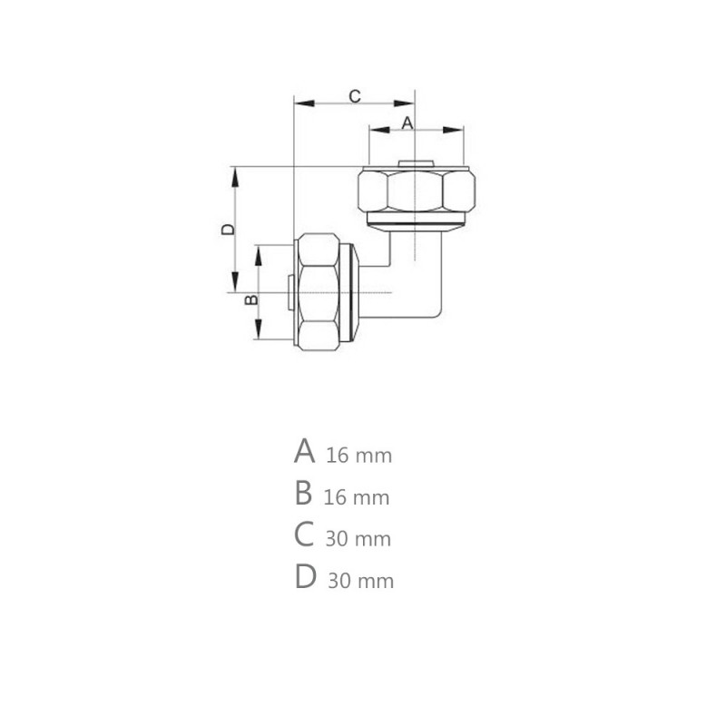 Raccord coudé 90° à compression Ø16 pour tube PER