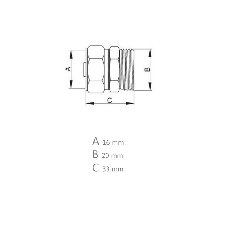 Raccord PER mâle 1/2" x Ø16 à compression