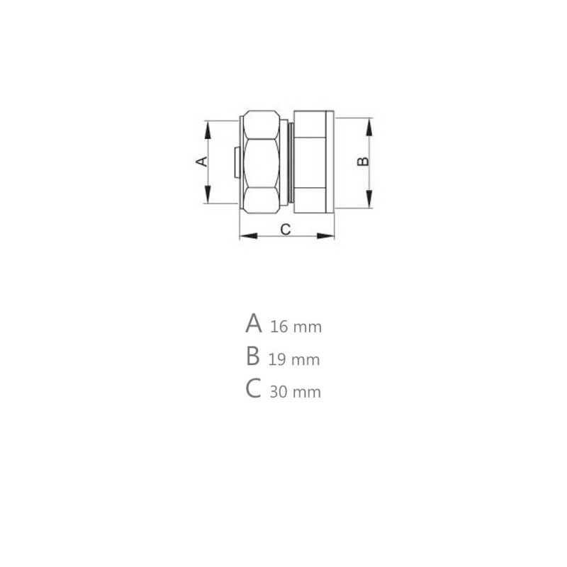 Raccord droit à compression femelle pour tube PER Ø16x 1/2"