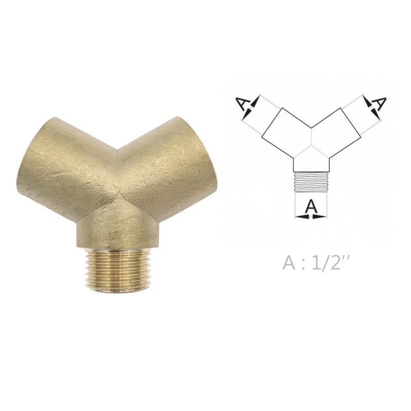 Raccord en Y mâle femelle en laiton égal modèle 1/2"