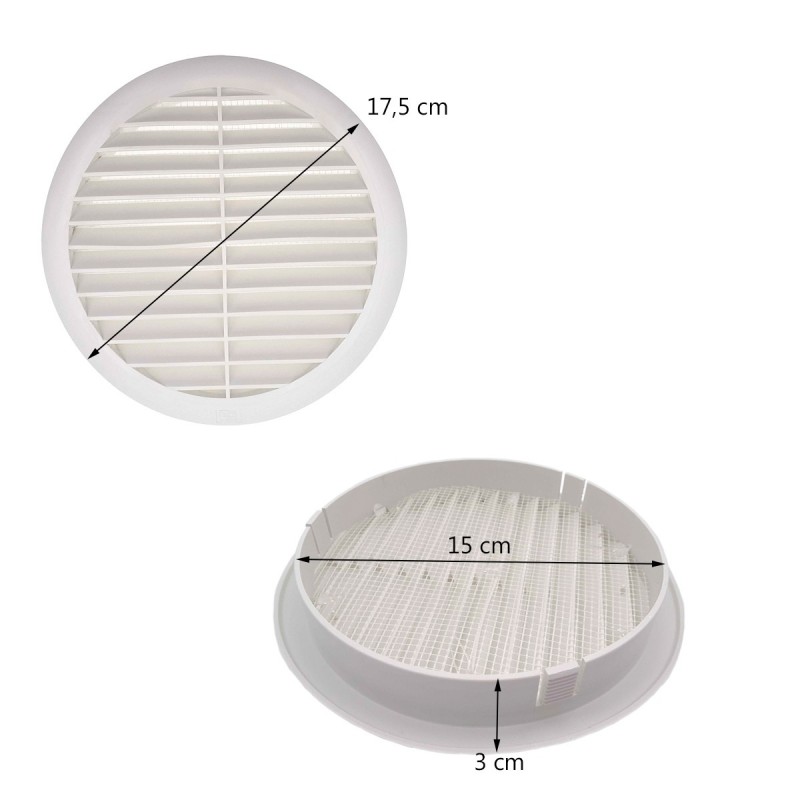 Grille ronde pour pvc et gaine avec moustiquaire Ø150