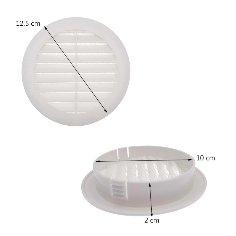 Grille ronde pour gaine et PVC avec moustiquaire Ø100