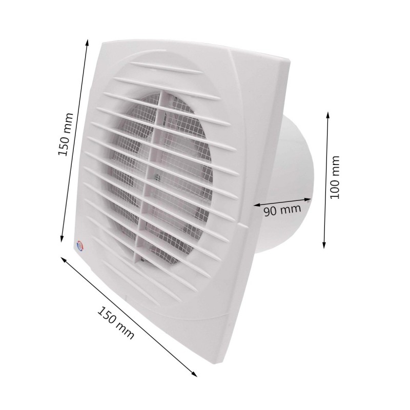 Extracteur d'air standard Ø100 95m3/h 14W avec moustiquaire