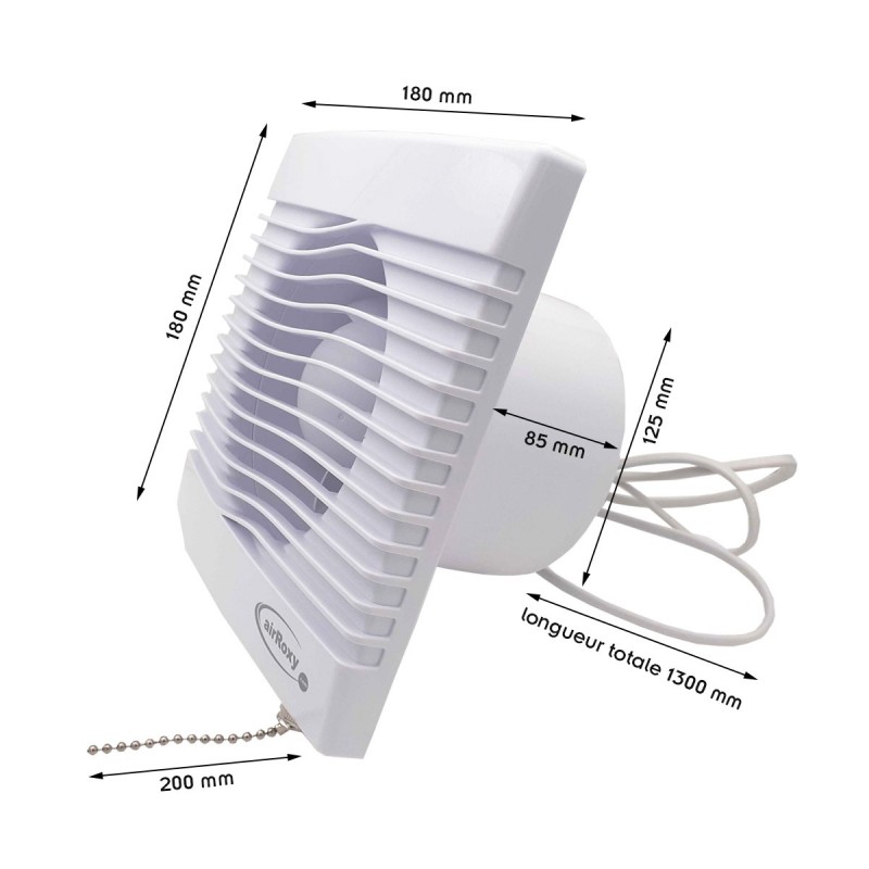 Extracteur d'air avec un interrupteur à cordon Ø 125 158m3/h 16W