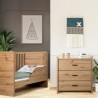 AMELIA Ensemble chambre bébé : lit évolutif 120*60 et commode à langer aspect chêne