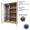 ROMA -  Armoire vitrine lumière LED 2 portes battantes - 90x130 cm