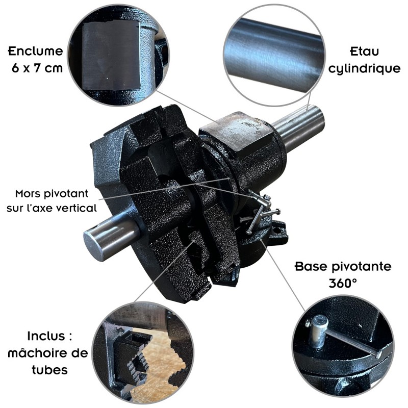 Etau polyvalent cylindrique base pivotante