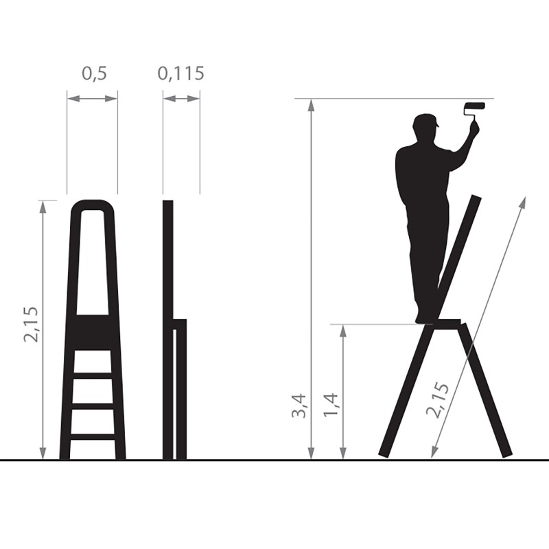 MOWA Escabeau professionnel en aluminium avec défauts