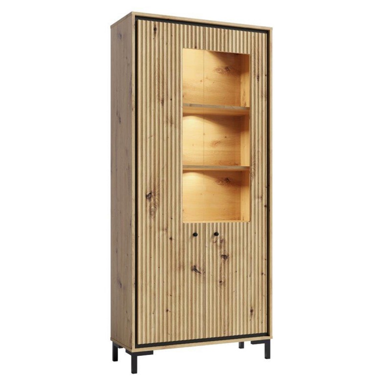 PARII Vaisselier 5 étages en bois vitrine avec LED 89x196 cm design contemporain PARII Vaisselier 5 étages en bois vitrine avec LED 89x196 cm design contemporain