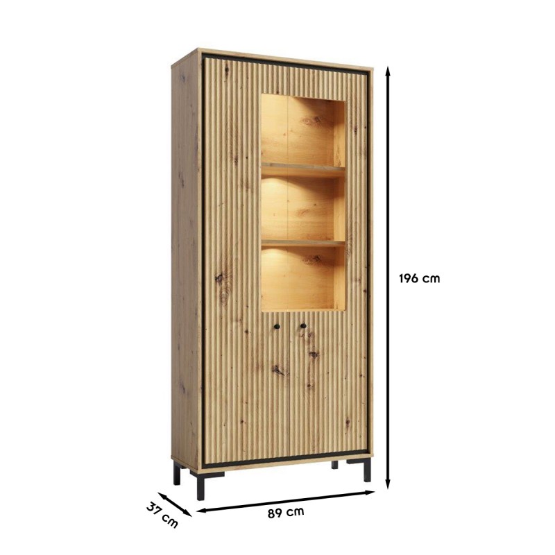 PARII vaisselier vitrine LED design bois etageres