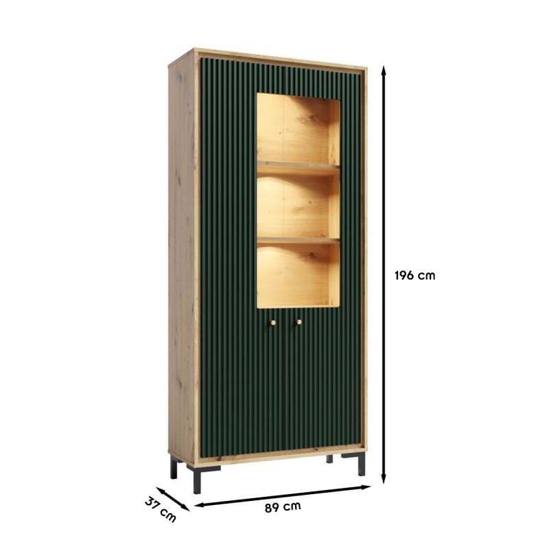 PARII vaisselier vitrine LED design bois etageres
