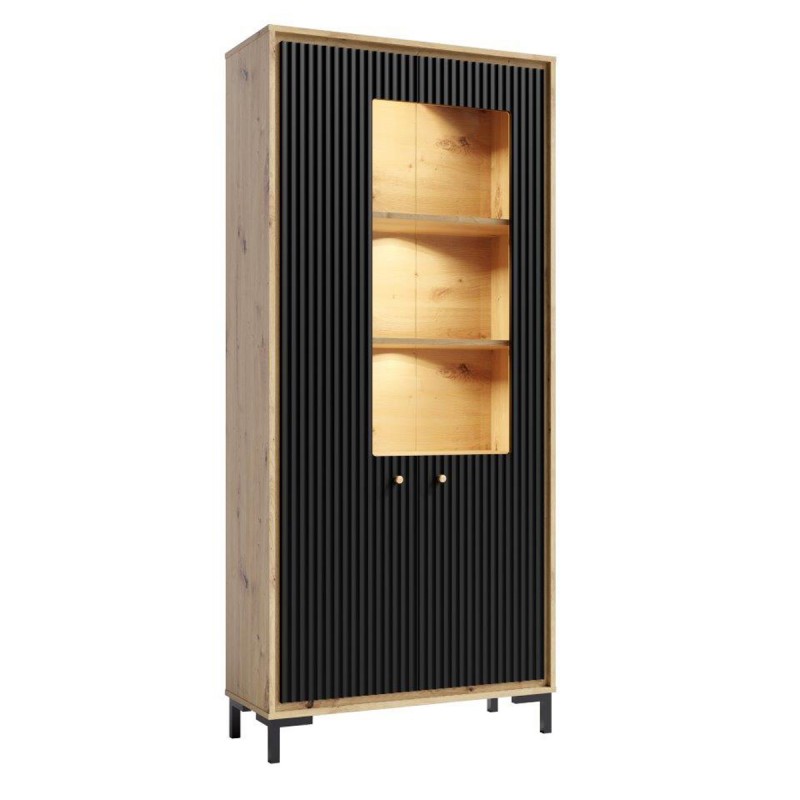 PARII Vaisselier 5 étages en bois vitrine avec LED 89x196 cm design contemporain PARII Vaisselier 5 étages en bois vitrine avec LED 89x196 cm design contemporain