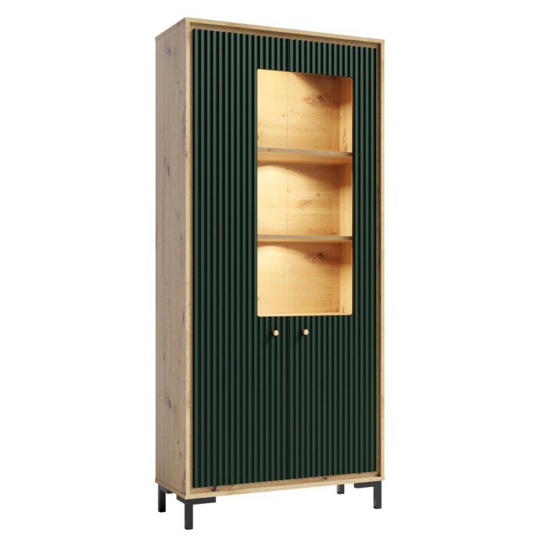 PARII Vaisselier 5 étages en bois vitrine avec LED 89x196 cm design contemporain PARII Vaisselier 5 étages en bois vitrine avec LED 89x196 cm design contemporain
