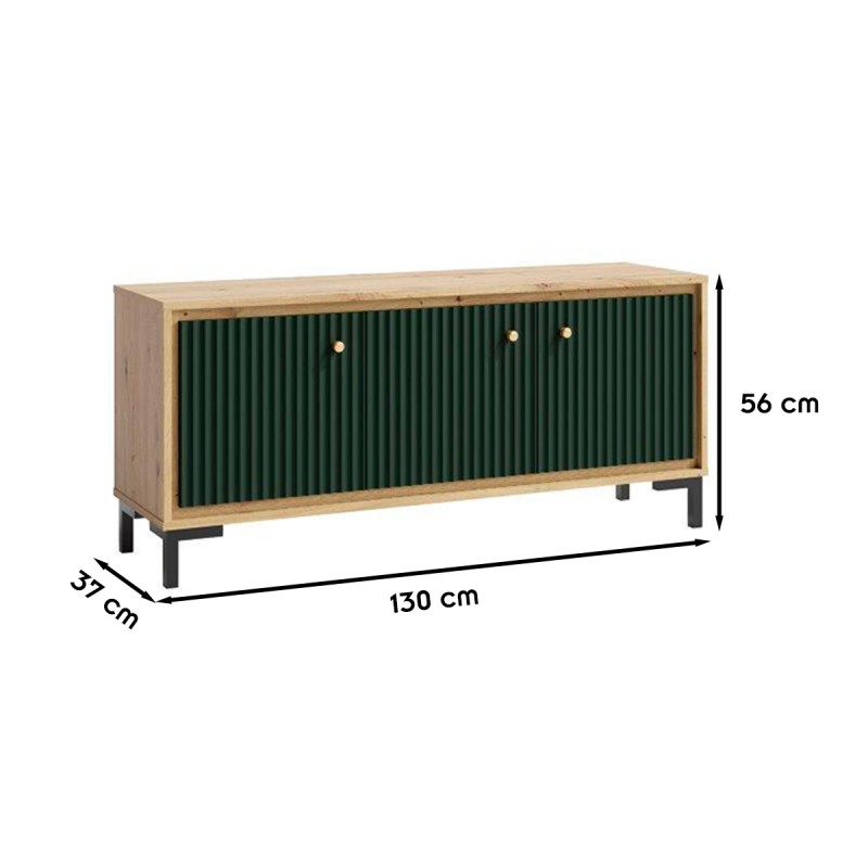 PARII Meuble bas tv 3 portes bois design tendance