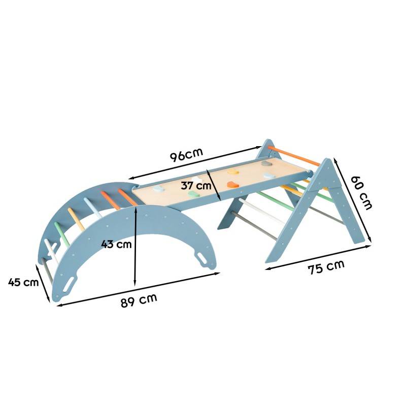 LOU Ensemble d'escalade Montessori : Triangle de Pikler avec rampe et arche d'apprentissage