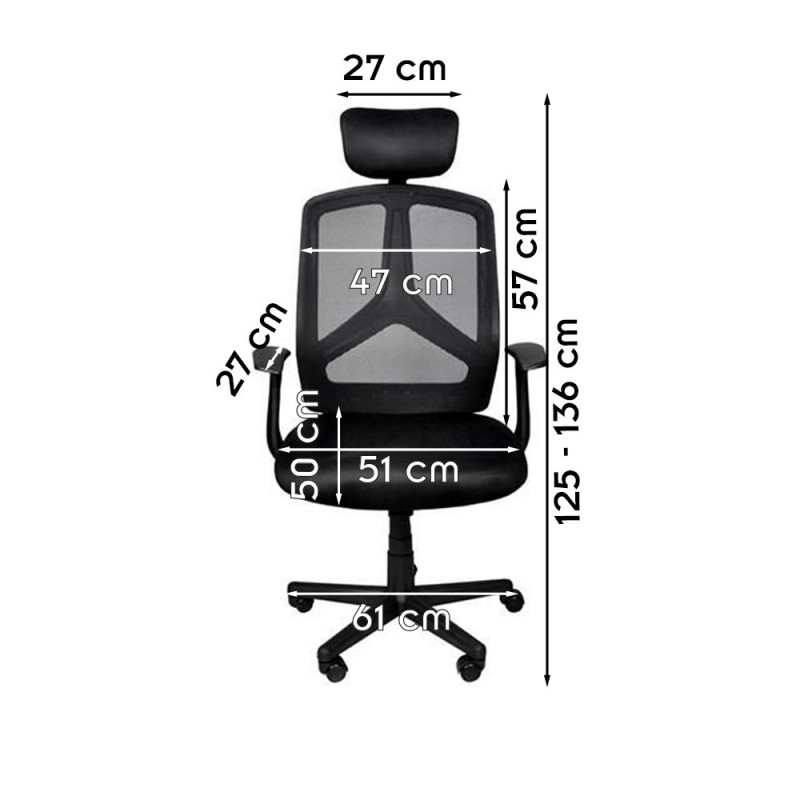 MALA Fauteuil de bureau pivotante et inclinable avec appuie-tete reglable