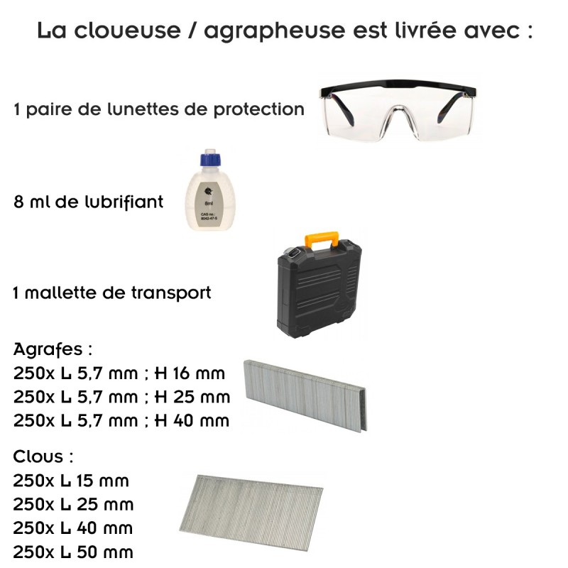 Cloueuse / agrafeuse pneumatique 2 en 1