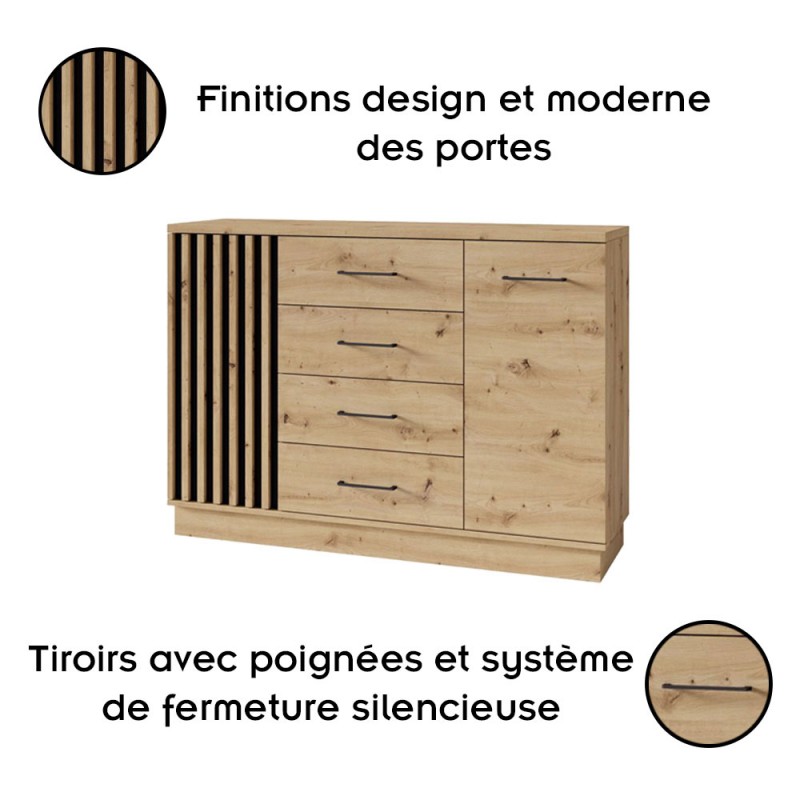 ARTIZ Commode avec portes et 4 tiroirs