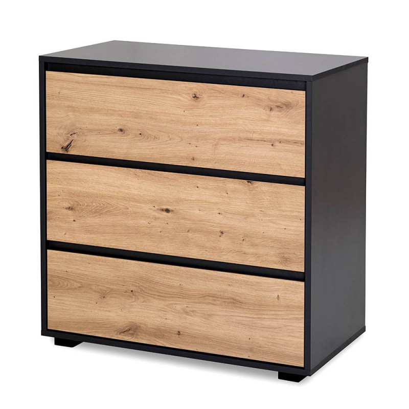 DALIA Commode avec 3 tiroirs style urbain couleur bois