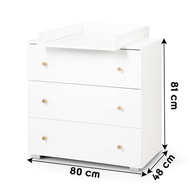 KAROLINA II Commode bébé avec plan à langer amovible et 3 tiroirs