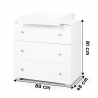 KAROLINA II Commode bébé avec plan à langer amovible et 3 tiroirs
