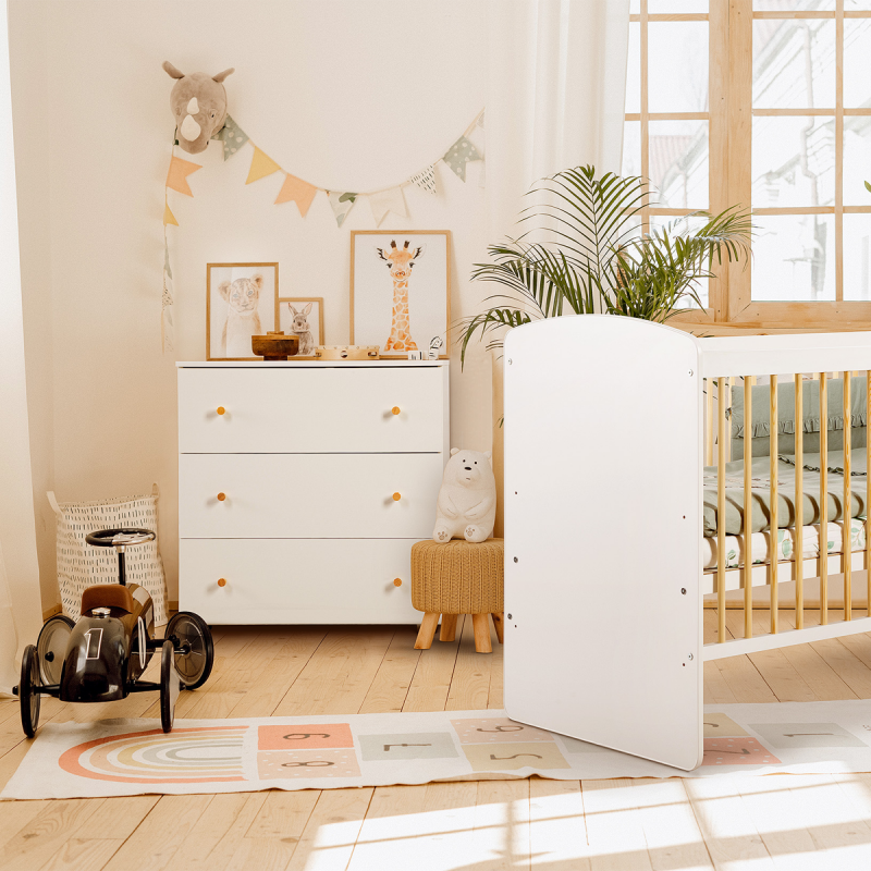 KAROLINA II Commode bébé avec plan à langer amovible et 3 tiroirs