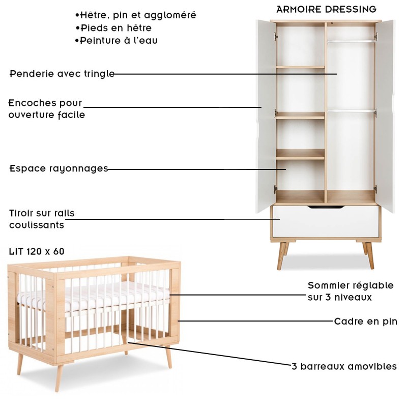 2 modèles différents pour le lit bébé