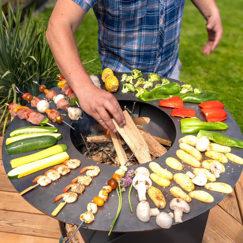 FIESTA Brasero haut de qualité barbecue plancha en acier épais peint Noir