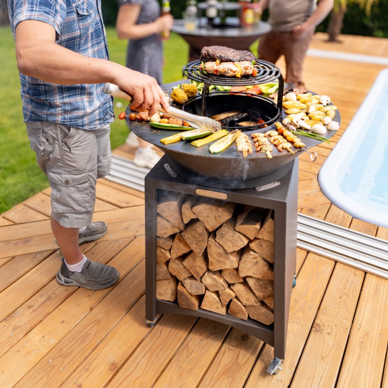 FIESTA Brasero haut de qualité barbecue plancha en acier épais peint Noir