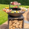 FIESTA Brasero haut acier corten avec plaque et grille amovible inox barbecue plancha extérieur