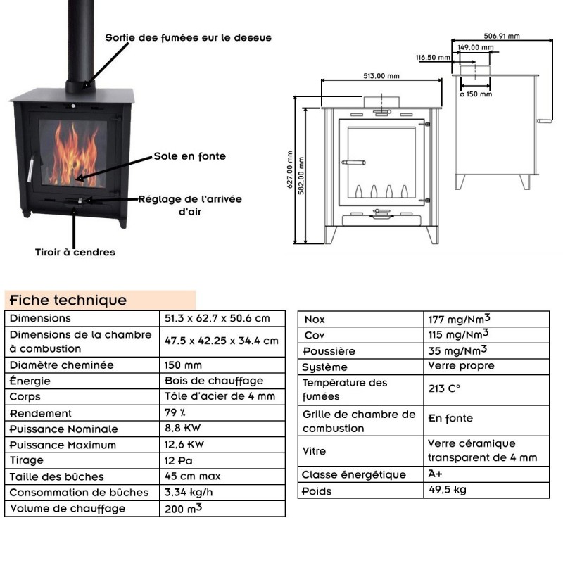 Poêle à bois Solaris 12KW