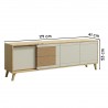 BRUNO Meuble TV 2 portes 2 tiroirs 171x53 cm en bois clair design intemporel