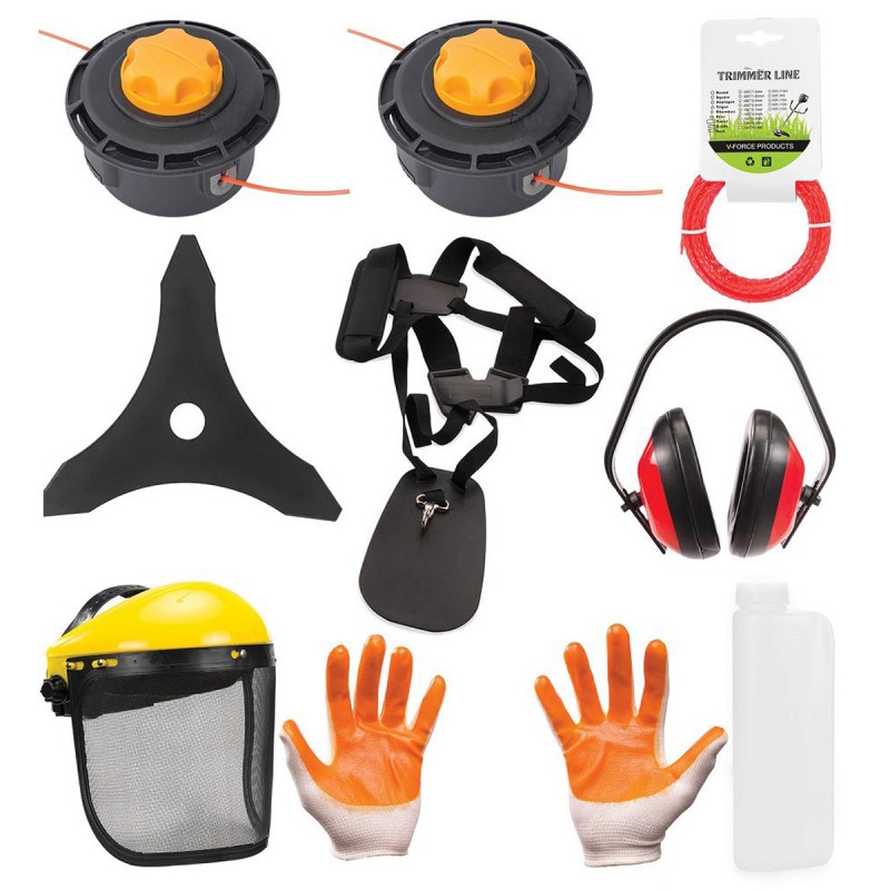 Débroussailleuse thermique 49 cm³ 6 CV + Kit d'accessoires