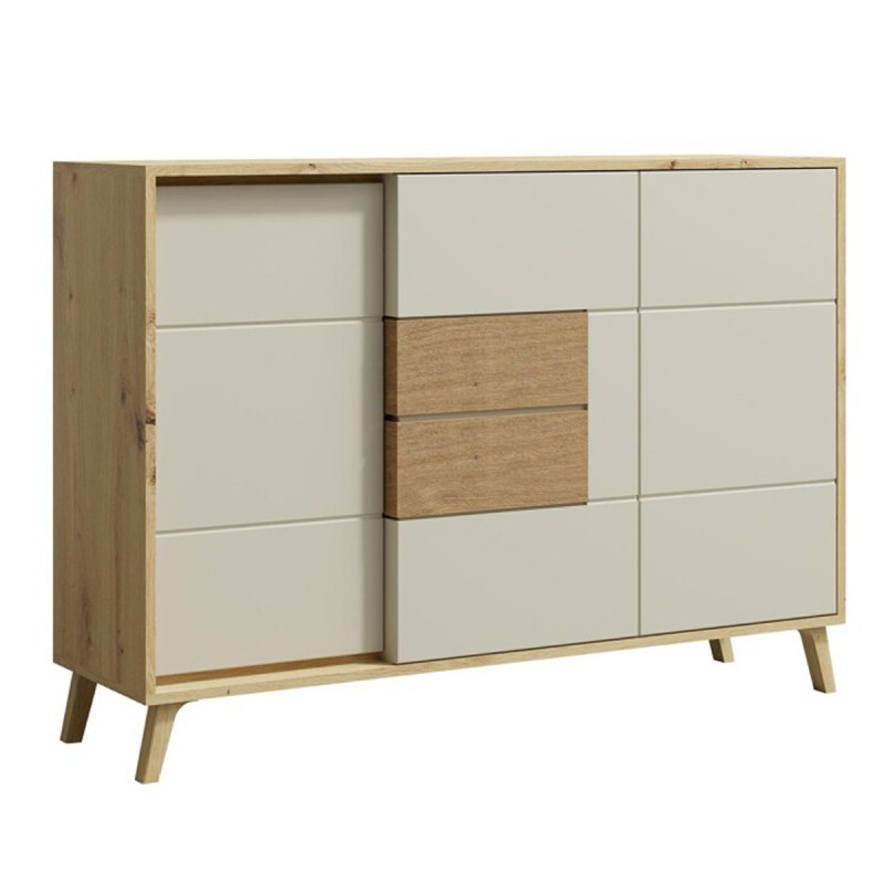 BRUNO Buffet commode 2 portes 3 tiroirs 130x89 cm en bois clair design intemporel BRUNO Buffet commode 2 portes 3 tiroirs 130x89 cm en bois clair design intemporel