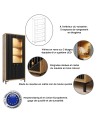 PARII Vaisselier 5 étages en bois vitrine avec LED 89x196 cm design contemporain