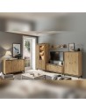 PARII Vaisselier 5 étages en bois vitrine avec LED 89x196 cm design contemporain