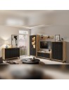 PARII Vaisselier 5 étages en bois vitrine avec LED 89x196 cm design contemporain
