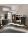 PARII Vaisselier 5 étages en bois vitrine avec LED 89x196 cm design contemporain