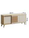 BRUNO Meuble TV 2 portes 1 tiroir 130x53 cm en bois clair design intemporel