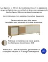 BRUNO Meuble TV 2 portes 2 tiroirs 171x53 cm en bois clair