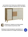 BRUNO Buffet commode 2 portes 3 tiroirs 130x89 cm en bois clair design intemporel