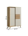 BRUNO Vaisselier 2 portes 87x137 cm en bois clair design intemporel