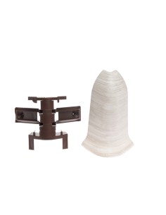 Angle extérieur + support pour plinthe PVC 59 mm